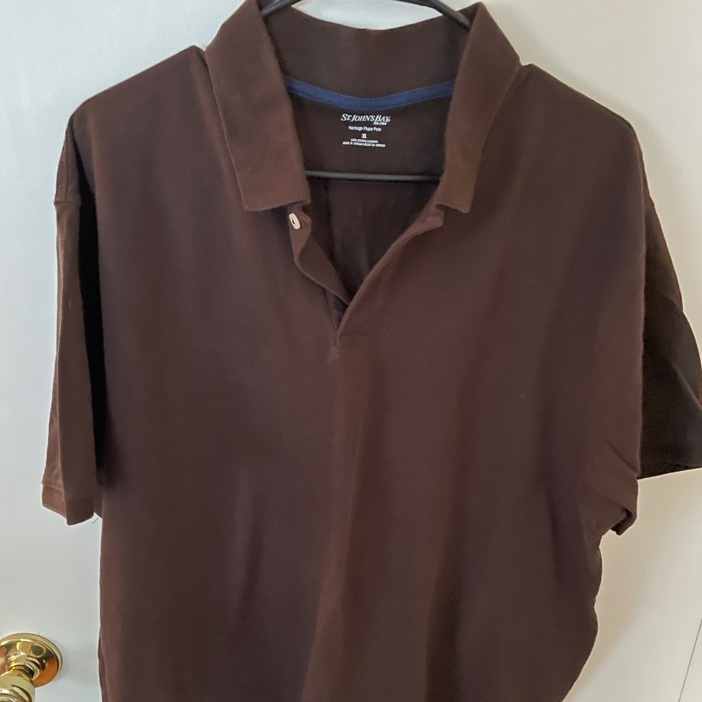 St. Johns Bay Dark Brown Mens Polo